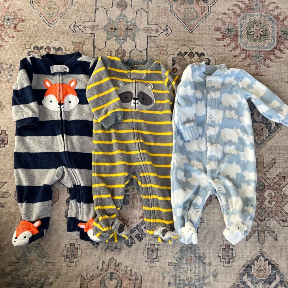 Lot Fleece 0-3 month Baby Sleepers